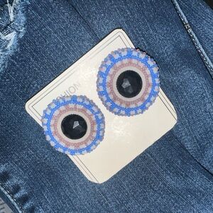 Hand made by me- flat stitched Beaded earrings with a post